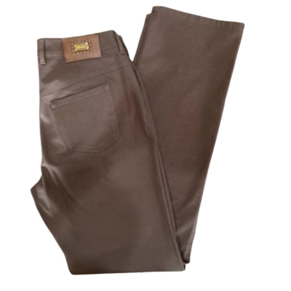 Escada Denim - Escada Brown Pants with Gold Logo Plaque EU40Long